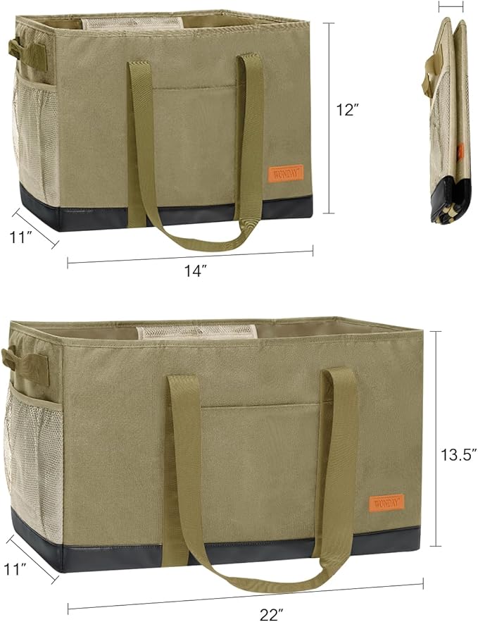 WONDAY Extra Large Utility Tote Bag - Standing Reusable Grocery Bag with Handle