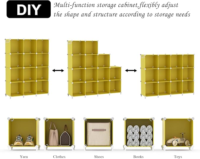 AWTATOS Cube Storage Organizer, Storage Cubes Shelves, 12 Cube Closet Organizers and Storage, DIY Stackable Bookshelf Plastic