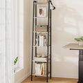 Hzuaneri Ladder Shelf, Bookshelf Bookcase, Freestanding Corner Storage Shelve with 2 Hooks for Home Office, Living Room, Kitc