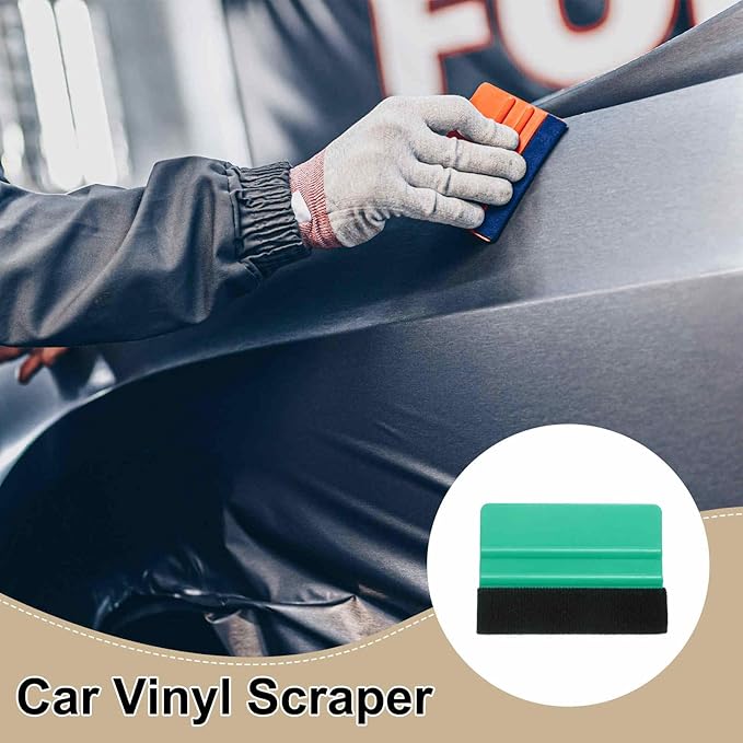 HARFINGTON 10pcs Car Vinyl Scraper 4inch Vinyl Squeegee Felt Edge Squeegee Tool for Car Window Tint Wallpaper Decal Sticker Installation Crafts Car Wrap Paste, Cyan