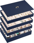 Voova Stackable Jewelry Organizer Tray with Lid, PU Leather Jewelry Storage Holder for Drawer Inserts, Jewellery Display Box 