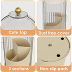 YOOLENS Makeup Brush Holder with Lid 360 Rotating Clear Dustproof Make Up Organizers for Vanity Bathroom Countertop, White Be