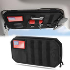 Car Sun Visor Organizer with American Flag, Multi-Pocket Car Visor Storage Pouch with Glasses Clip, Elastic Bands & Zippers, Visor Accessories Fits Most Vehicles, SUVs, Trucks, Red