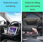 Multi-Functional Car Steering Wheel Desk - Great for Eating, Studying, and Working, Includes Side Seat Storage to Help Prevent Dropping, Bonus: Free Car Phone Holder Included