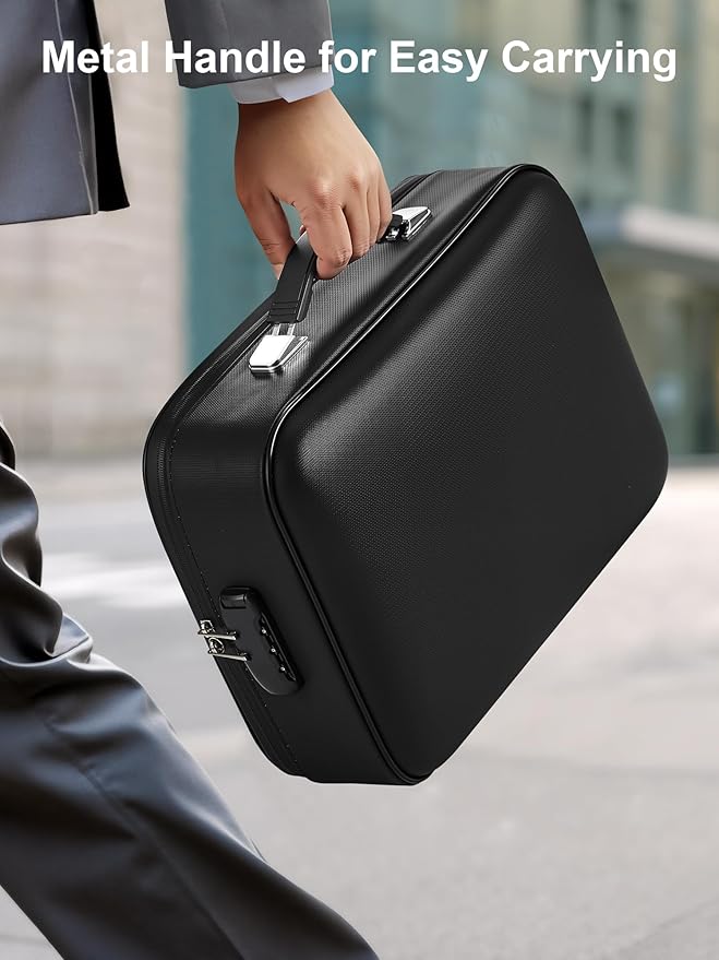 SMARTAKE Fireproof Document Box with Lock, Hard Case Waterproof Safe Box File Organizer, for Important Documents Papers Passp