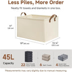StorageWorks Storage Bins, Shelves Baskets for Organizing, 45L Extra Large Fabric Closet Organizers with Handles, Metal Frame