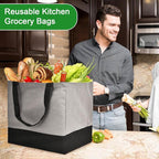 Canvas Reusable Grocery Bags Heavy Duty, 8.3 gal Foldable Large Tote Bag with Handles, Holds 60 lbs Canvas Shopping Bags, 1 Pack