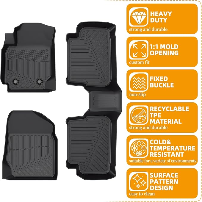 Floor Mats for Toyota Corolla 2003 2004 2005 2006-2008(NOT for with Rear Seat Vents), 2007 Corolla Floor Mats, Custom Fit TPE Corolla Mats Accessories, 1st & 2nd Rows All Weather Protection