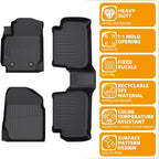 Floor Mats for Toyota Corolla 2003 2004 2005 2006-2008(NOT for with Rear Seat Vents), 2007 Corolla Floor Mats, Custom Fit TPE Corolla Mats Accessories, 1st & 2nd Rows All Weather Protection