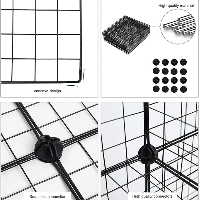 C&AHOME Wire Cube Storage, 4-Cube Storage Organizer Metal, C Grids Storage Bins Shelving, Modular Bookshelf Shelf, Closet Cab