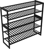 Jripae Shoe Rack Bamboo 5 Tier Shoe Organizer, Storage 20-25 Pairs for Closet Entryway, Stackable Large Tall Shoe Shelf Holde