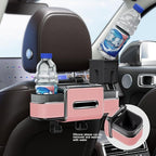 Multifunctional Car Seat Back Organizer Box with Drink Cup Holder, Makeup Mirror, Tissue Box& Hooks for Car Seat Back, New Upgrade Car Headrest Backseat Organizer Suitability for Wife, Girlfriend