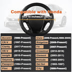 GIANT PANDA Microfiber Leather Steering Wheel Cover for Honda Accord,Civic,CR-V,HR-V,Pilot(Diamond-Pattern-Black-Standard Siz