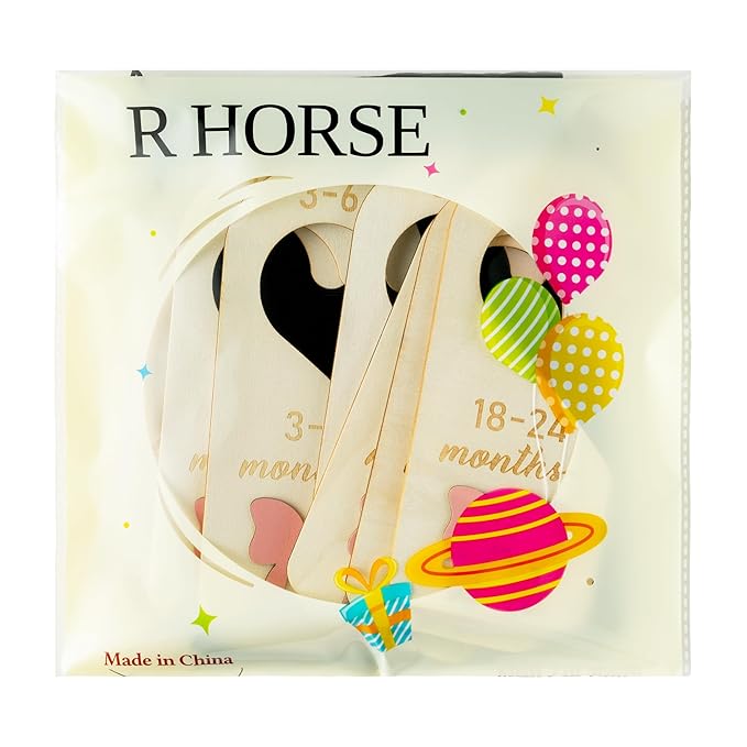 R HORSE Wooden Baby Closet Dividers - 8Pcs 3D Coquette Pink Bow Baby Closet Organizer Double-Sided Newborn Clothes Size Hange