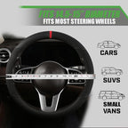 Suede Steering Wheel Cover with Upgraded Silicone Inner Ring, Anti Heat, Breathable, Anti-Slip, Leather Universal 14.5 to 15 
