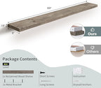 60 Inch Long Wood Floating Shelf,Solid Rustic Reclaimed Barnwood Planks 8 Inch Deep Floating Wall Mounted Shelves with Invisi