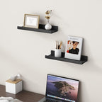 Picture Ledge Shelf for Wall, 16 inch Solid Pine Wood Nursery Book Shelves 2 Packs, Floating Ledge Shelves for Kids' Room Bed