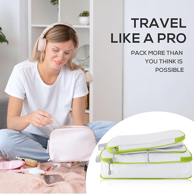 Compression Packing Cubes, 6 Set Packing Cubes for Travel Compression, Lightweight Compressible Package Organizer for Carry O