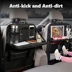 2PCS Car Backseat Organizer with 10" Tablet Holder, Waterproof Oxford Fabric Auto Back Seat Protector Kick Mat, Multi-Pocket Back Seat Organizer Storage, Travel Car Accessories (With Tray)