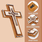 OKSQW Wall Wooden Cross Christians Cross Spiritual Religious Gifts With Hook on Hanging Wall Or Table With Blessed For Church
