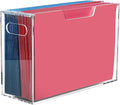 DINGHUO Legal Size File Organizer, Acrylic Protable Hanging File Organizer with Handles, Clear Storage File Folder Holder Fil