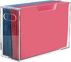DINGHUO Legal Size File Organizer, Acrylic Protable Hanging File Organizer with Handles, Clear Storage File Folder Holder Fil