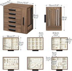 HOOBRO Jewelry Box for Women, Jewelry Organizer Box, 6-Tier Wooden Jewelry Box, Jewelry Case with Side Transparent Window, Cr