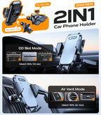 VICSEED Military-Grade Sturdy Car Phone Holder Mount, Upgraded Anti Shake Metal CD Slot & Air Vent Thick Case Friendly Phone Mount for Car Fit for iPhone 17 16 15 Samsung All Phones