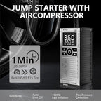 Car Battery Jump Starter with Air Compressor - 2500mAh*4 150PSI Portable Car Jump Starters (Gas4.5L/3.5L Diesel) with Tire