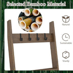 Giantex Bamboo Blanket Ladder, 5-Tier Ladder Shelf w/ 4 Removable Hooks, Decorative Wall Leaning Ladder, Blanket Holder w/Ant