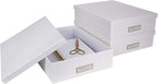 Bigso Oskar Fiberboard Label Frame Document Letter Box - File Organizer Box for Important Paperwork - Durable Document Storag