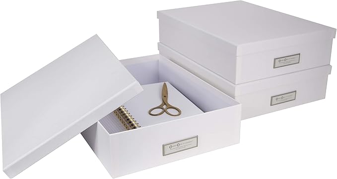 Bigso Oskar Fiberboard Label Frame Document Letter Box - File Organizer Box for Important Paperwork - Durable Document Storag
