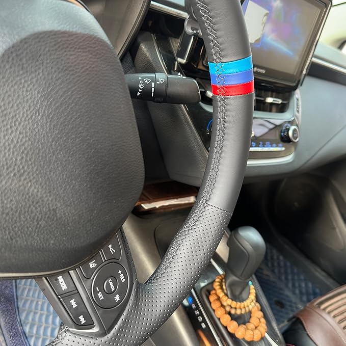 MEWANT Hand Sewn Steering Wheel Cover for Toyota Camry 2018-2019/Toyota Avalon 2019/Toyota Corolla 2019-2020/Toyota RAV4 2019 Steering Wheel Accessories