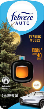Febreze AUTO Air Freshener, Odor-Fighting Automotive Vent Clip, Evening Woods Scent, 8 Count