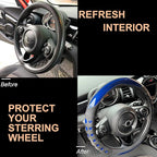 PINCTROT Race Grip Steering Wheel Cover, Anti-Slip Silicone Perforated Design with Soft Touch Padding, Enhanced Grip for Sporty Driving, Universal 14.5-15 Inch (Racing Blue)