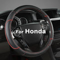 GIANT PANDA Steering Wheel Cover for Honda Civic(2006-2015),CR-Z, Insight, S2000 (Black+Red Line-Small Size)