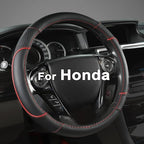 GIANT PANDA Steering Wheel Cover for Honda Civic(2006-2015),CR-Z, Insight, S2000 (Black+Red Line-Small Size)