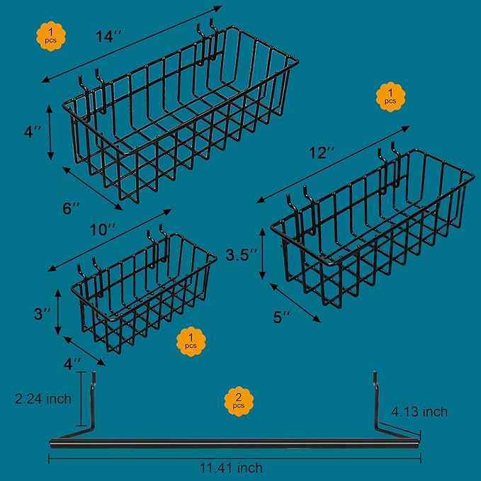 310PCS Pegboard Accessories Organizer Kit, Peg Board Baskets and Paper Towel Holder for 1/8 and 1/4 inch Pegboard Hooks Assor