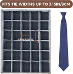 PINGMIC Gray Sock Organizer Divider 3 Pack with Lid - 30 Cell Foldable Closet Storage, Tie Organizer For Men Boxes for Socks,