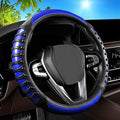 3D Massage Blue Carbon Fiber Leather Steering Wheel Cover, 14.5-15 Inch Non-Slip Breathable Microfiber Car Steering Wheel Pro