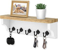 Nekon Key Holder for Wall, 11.8" W x 3.5" H x 2.8" D Decorative Key Organizer with Floating Shelf, Wall Mount Key Rack with 5