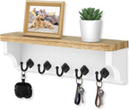 Nekon Key Holder for Wall, 11.8" W x 3.5" H x 2.8" D Decorative Key Organizer with Floating Shelf, Wall Mount Key Rack with 5