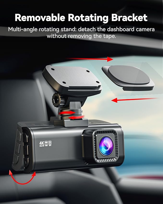 REDTIGER 180° Rotatable Adhesive Mount for F7N Series / F17 Dash Cam, Easy Installation, Includes Adhesive Pads and Electrostatic Stickers