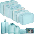Packing Cubes for Travel - 10 Set Luggage Organizer Bags for Family, Mesh Breathable Travel Packing Cubes for Suitcases Durab