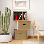 STOREONE Fabric Storage Cube Bins Foldable Organizer Container Collapsible Basket with Lids and Metal Handles, for Home, Bedr