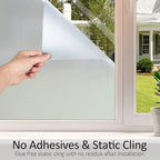 HIDBEA Frosted Window Privacy Film Heat Control UV Blocking, Static Cling Non-Adhesive Reusable Door coverings for Bathroom Home Office (Frosted 35.4 Inch x 8.2 Feet)