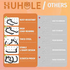 HUHOLE 8 Pack Pegboard Drill Holder and Utility Hooks Set Heavy Duty Vinyl Coated Pegboard Tool Holder for Power Tools Hammer