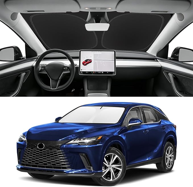 Custom Fit Windshield Sun Shade for Lexus RX 2023-2026, Blocks UV & Heat, Front Window Sunshade Accessories, Easy Fold & Store Keep Your Car Cooler