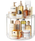 LAMU Rotating Makeup Organizer for Vanity, 10.6in 2 Tier Lazy Susan Turntable Stackable Spinning Skincare Organizer Cosmetic 