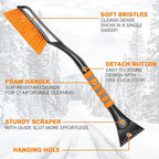 25" Snow Brush and Ice Scrapers for Car Windshield, 2-in-1 Detachable Design with Paint Protection, Extra Long Snow Removal Tool for Cars, Trucks, SUVs - Great for Drivers